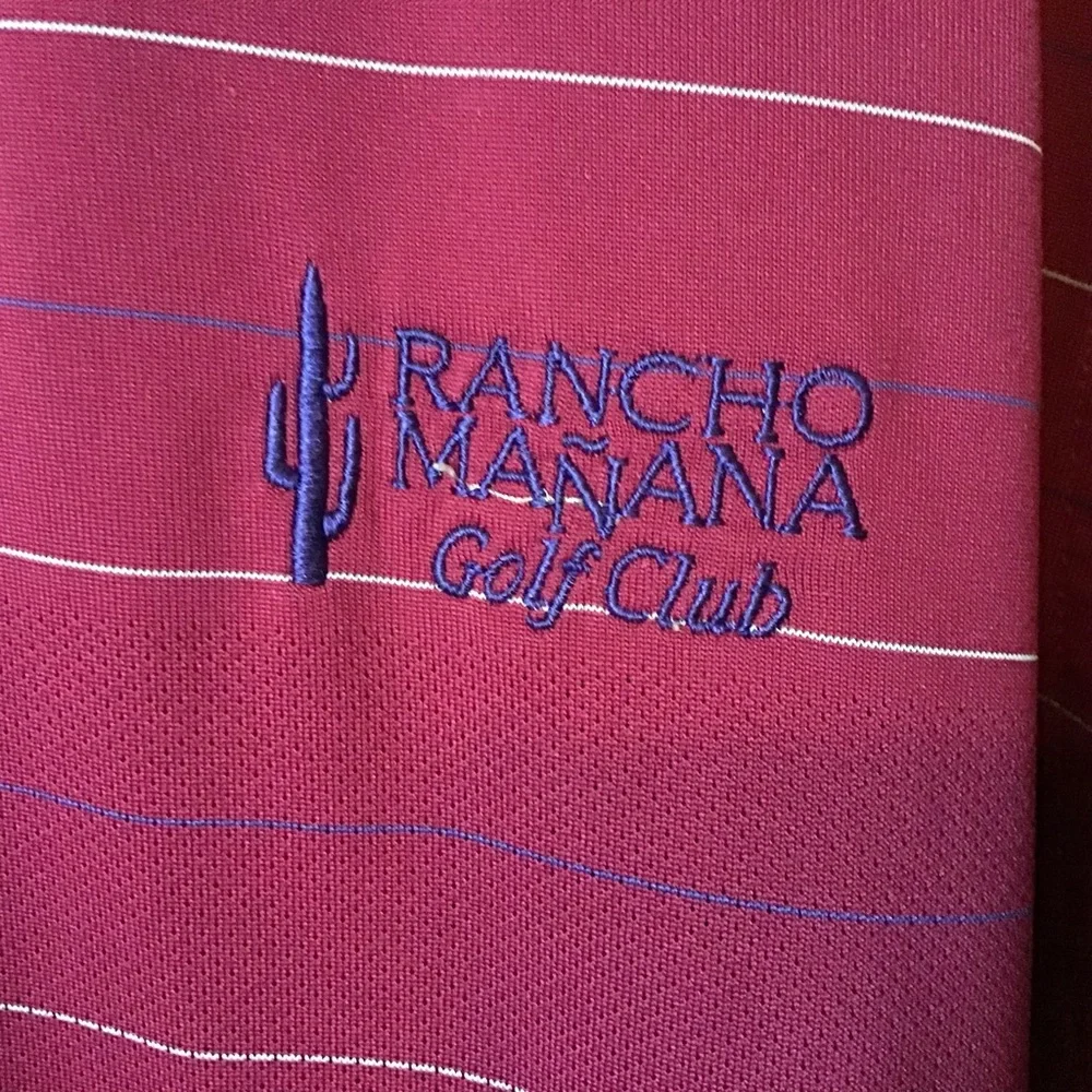 UA Men's Burgundy Striped Polo - Picture 4 of 8